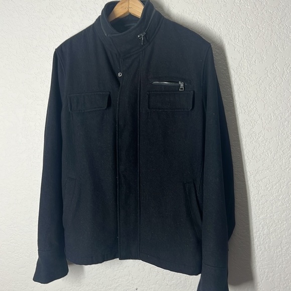 Twentyome mens black wool blend jacket size M Zippers and snaps zip in hoodie - Picture 2 of 9